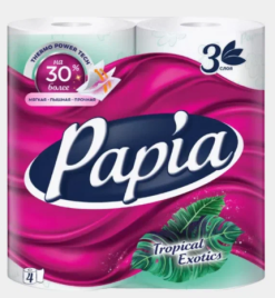 Бумага туалетная Papia  4 рул.3-х.сл Клубничная Мечта *14