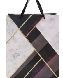 Пакет подарочный ППК-3395 Dream card,Мраморные узоры с черным 26,4*32,7*13,6 см