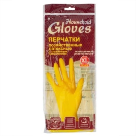 Перчатки латексные Хозяйка 30гр XL с ХБ напылением (102-421) *12/240 (Круг-Упак)