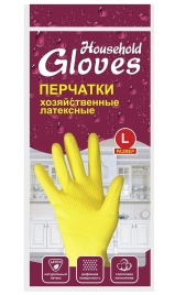 Перчатки латексные Хозяйка 30гр L с ХБ напылением (102-418) *12/240 (Круг-Упак)