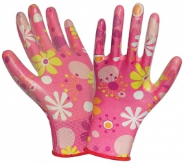 Перчатки садовые нейлон/нитрил 7107PN р-р 8 розовые