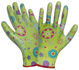 Перчатки садовые нейлон/нитрил 7107GR  р-р 8 зеленые