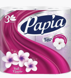 Бумага туалетная Papia  4 рул.3-х.сл Балийский Цветок.*14