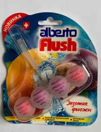Шарики Альберто Flush д/унитаза "Экзотик Фьюжн" 1блок 4шарика 55гр.(5611420) *1/10
