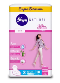 Слипи Натурал прокл. Slim ультра тонкие ДУО по 18 шт.Ночные *6/12