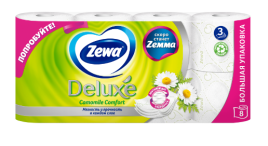 Бумага туалетная  ЗЕВА Делюкс 8рул.3-х.сл Ромашка *7