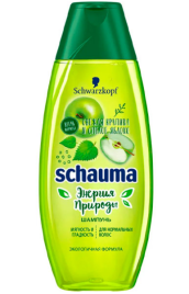 Шампунь SCHAUMA Энергия природы 400 мл "Свежая Крапива & Спелое яблоко" для нормальных волос /10