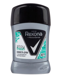 РЕКСОНА дез.стик муж. 50гр Свежесть душа 48ч.  *3/6