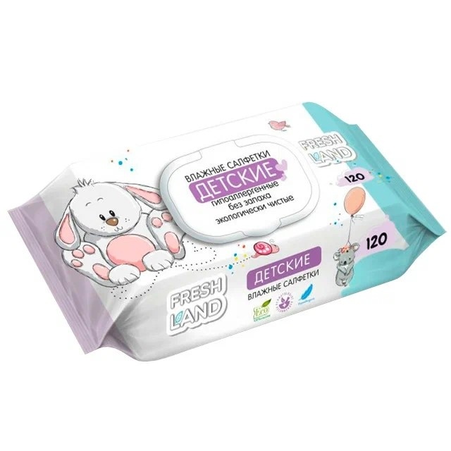 Влажные детские салфетки ДПантенол Зайка 120шт с клапаном фото 2