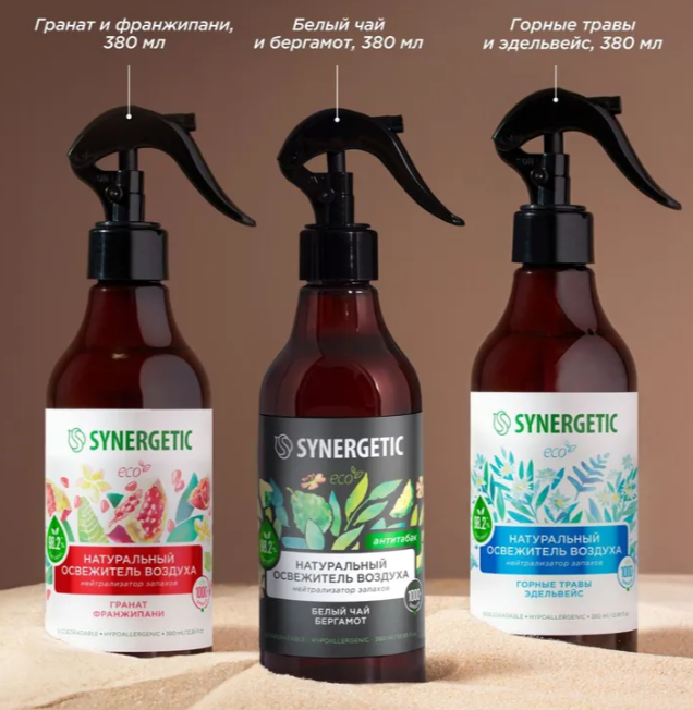 Освежитель воздуха SYNERGETIC Белый чай и бергамот 380 мл фото 1