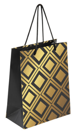 Пакет подарочный (1 штука) 18×10×23 см, ЗОЛОТАЯ СКАЗКА «Gold Luxury», тиснение фольгой, чёрный фото 1