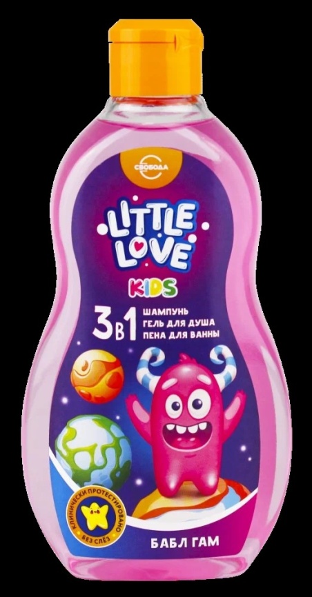 Св. Шампунь+гель д/душа+пена д/ванн 3в1 "Little Love" Бабл Гам 400мл.(1072874) янв *1/12 - акц.ц фото 1