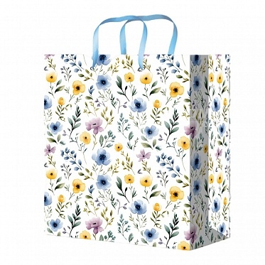 Пакет подарочный Полевые цветы 11,5*14,5*6 см фото 1
