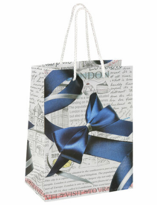 Пакет подарочный (1 штука) 18×10×23 см, ЗОЛОТАЯ СКАЗКА «Синий бант», ламинированный фото 1