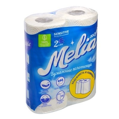 ТБХ Полотенца бумажные Melia Soft 12м. 2сл. 2рул. 100л. *12 фото 1