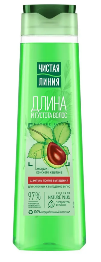 Шампунь ЧИСТАЯ ЛИНИЯ  против выпадения Конский  Каштан 400мл /12 фото 1