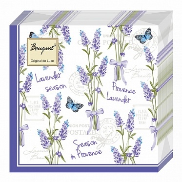 Салф.бум.Bouquet de Luxe, 3-х слойные, 24*24 см, Лаванда и бабочки, 25шт фото 1