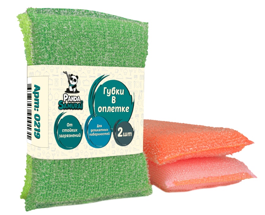 Губка 0219 д/посуды в оплетке "Махровая" 2шт. в кор. PS фото 2