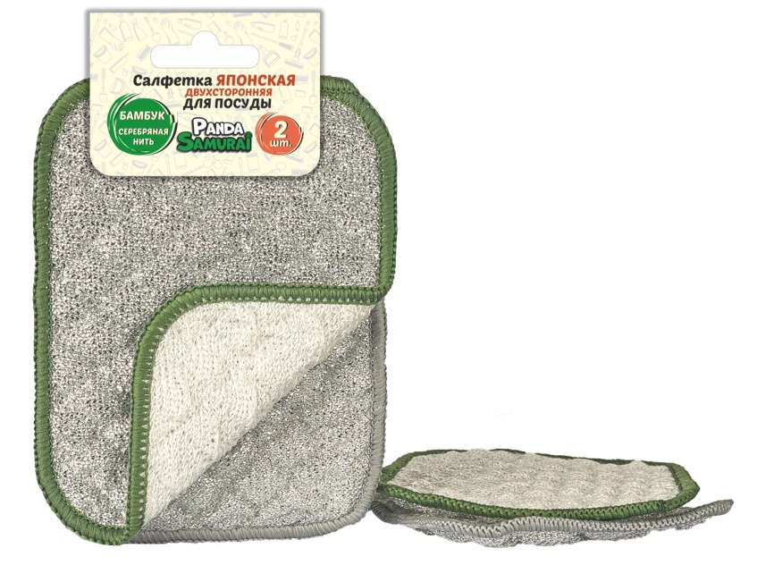 PS Салфетка 0220 для посуды «Японская» двухсторонняя, бамбук+серебряная нить, 16*12 см. фото 1