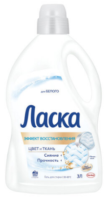 Гель для стирки белья ЛАСКА Восстановление (для белого) 3л фото 1