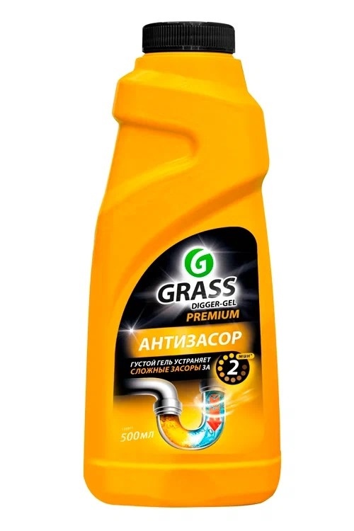 Средство щелочное для прочистки канализационных труб "DIGGER-GEL" Premium (флакон 500 мл)
 фото 1