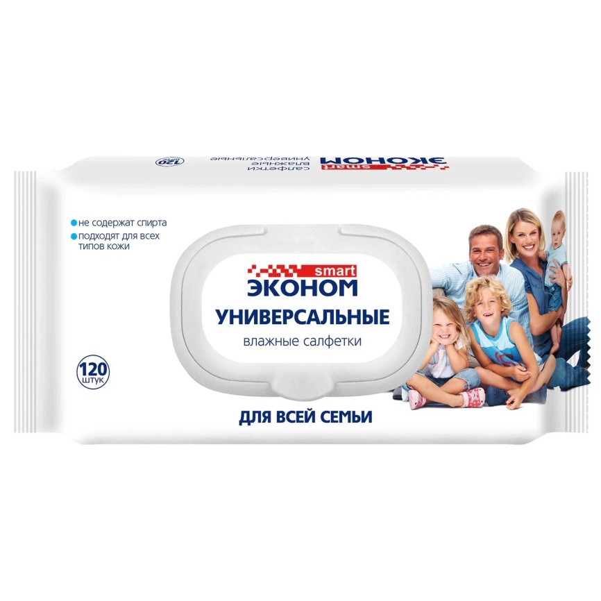 Влажн.салф. Эконом Smart №120 ДЛЯ ВСЕЙ СЕМЬИ универсальн. с пластиковым клапаном *1/16 фото 2