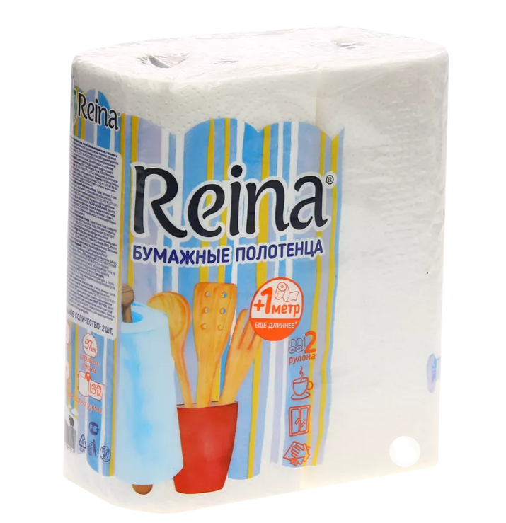 Полотенце бум. Reina 2сл 2шт бел фото 1