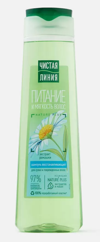 Шампунь восстанавливающий ЧИСТАЯ ЛИНИЯ  Ромашка 400 мл фото 1